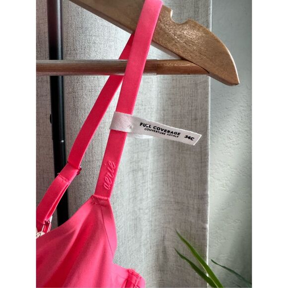Aerie Smoothez T-Shirt Bra‎ 34C Neon Pink Underwire Full Coverage NWT - Picture 3 of 5